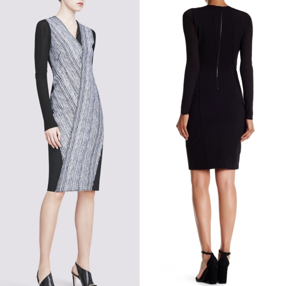 Elie Tahari Cara Mixed Media Sheath Dress Size 2